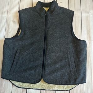 LL Bean Vintage Wool Sherpa Lined Vest  2XL Reg Adventure Hunting Outdoor Work